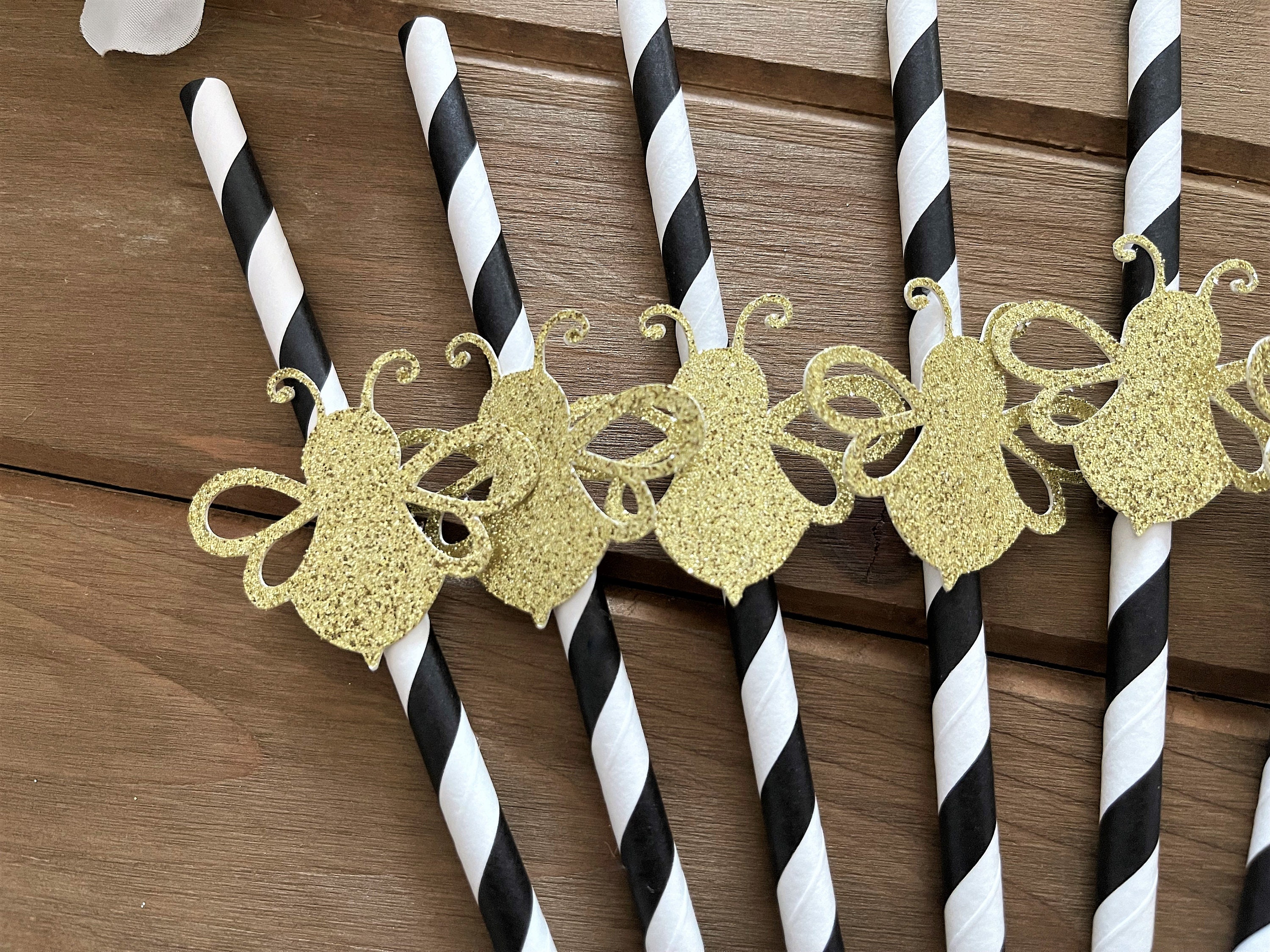 10 Bumble Bee Paper Straws Bee Baby Shower Bee Nursery Bee Etsy