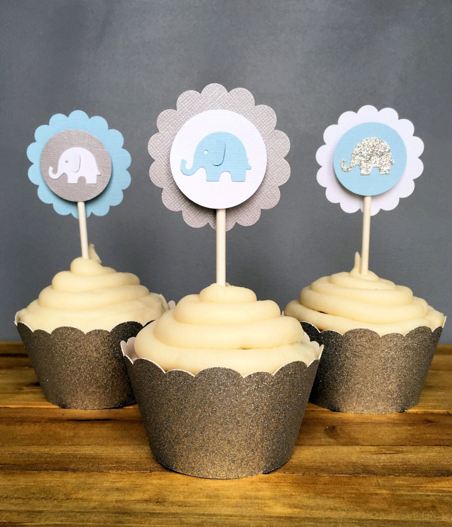 12 Elephant Cupcake Toppers Elephant Cake Topper Elephant Etsy