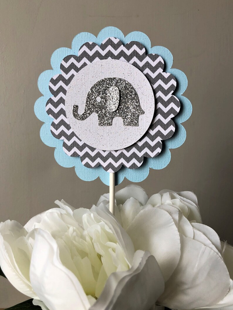 Blue and Gray Elephant Confetti, Elephant die cut, It's a Boy, elephant decoration, elephant baby shower, baby shower confetti, boy image 9