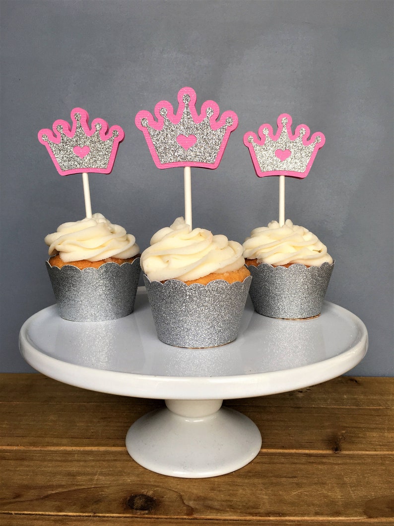 12 Princess Crown Cupcake Toppers Crown Cake Topper Princess Etsy
