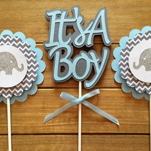 Blue and Gray Elephant Confetti, Elephant die cut, It's a Boy, elephant decoration, elephant baby shower, baby shower confetti, boy image 10