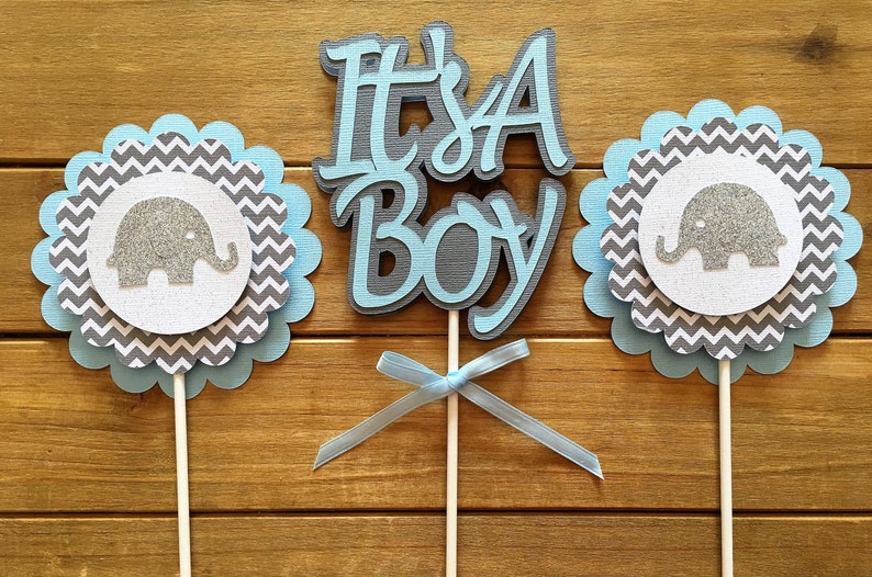 Blue and Gray Elephant Confetti, Elephant die cut, It's a Boy, elephant decoration, elephant baby shower, baby shower confetti, boy image 10