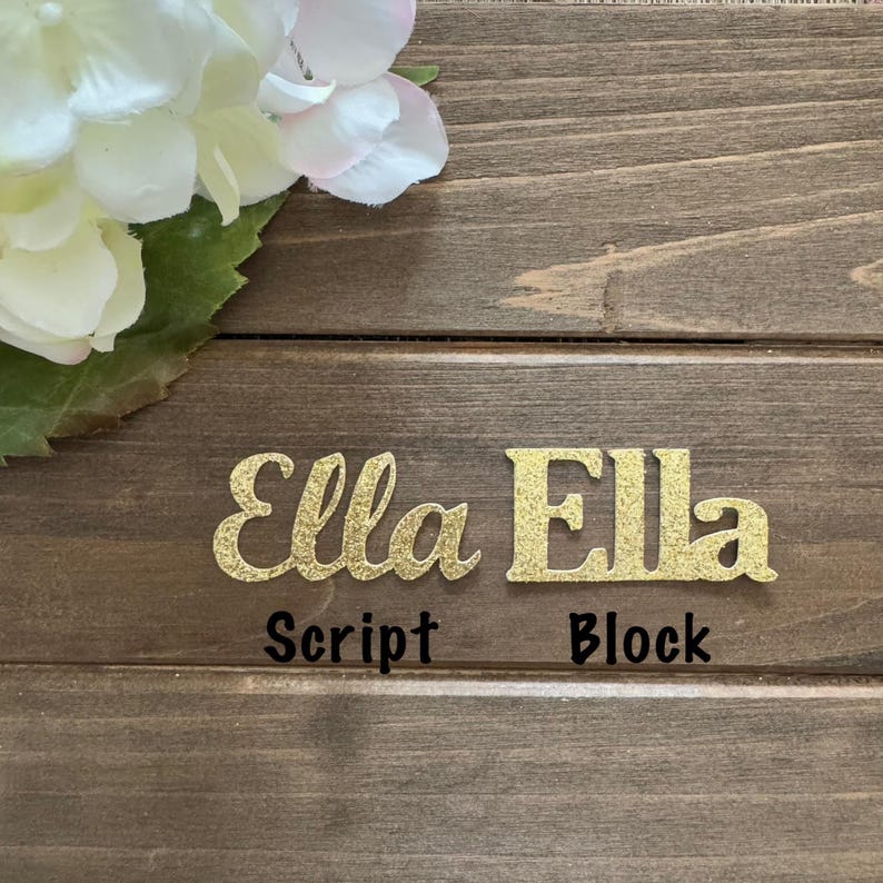 Ella Script Custom Glitter Name or Word Confetti: Personalized Shower and Birthday ...