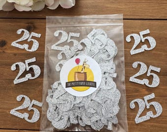 Glitter 25 Confetti: Party and Table Decorations - Birthday Celebration - Anniversary (50 ct)