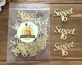 Glitter Sweet 16 Birthday Confetti – Party and Table Decorations (25 ct)