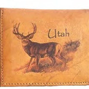 Mule Deer Running Horses Trifold Bifold Leather Wallet Personalizado Personalizado