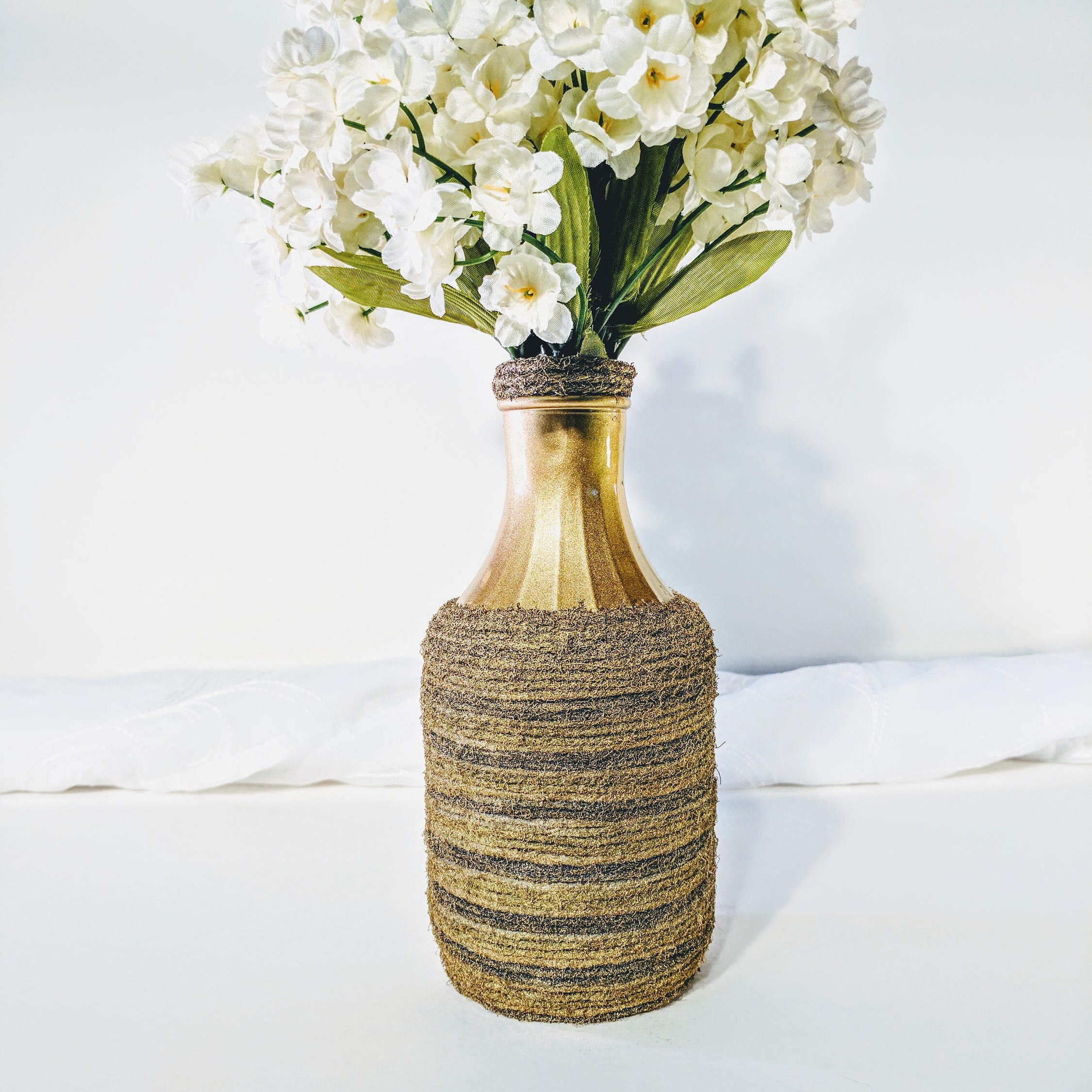 Handmade yarn vase/ Yarn vase/ Gold yarn vase/ Yarn wrapped Etsy