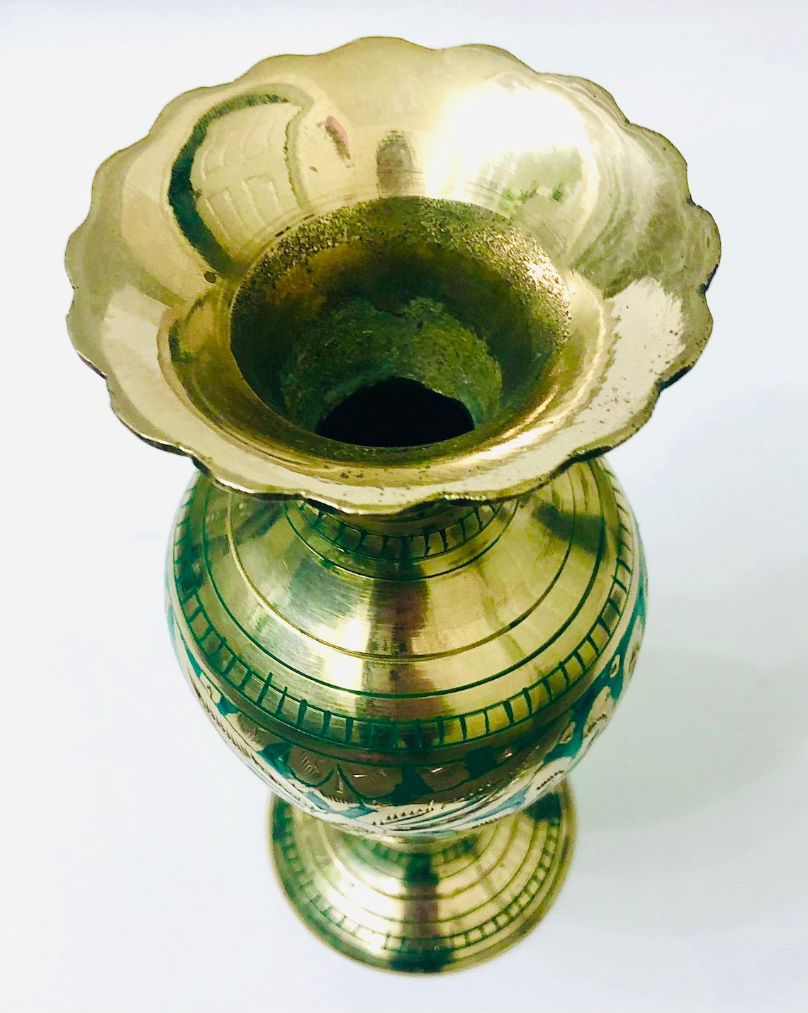 Vintage Brass Vase/ India Vase/ Etched Indian Vase/ Etched Etsy