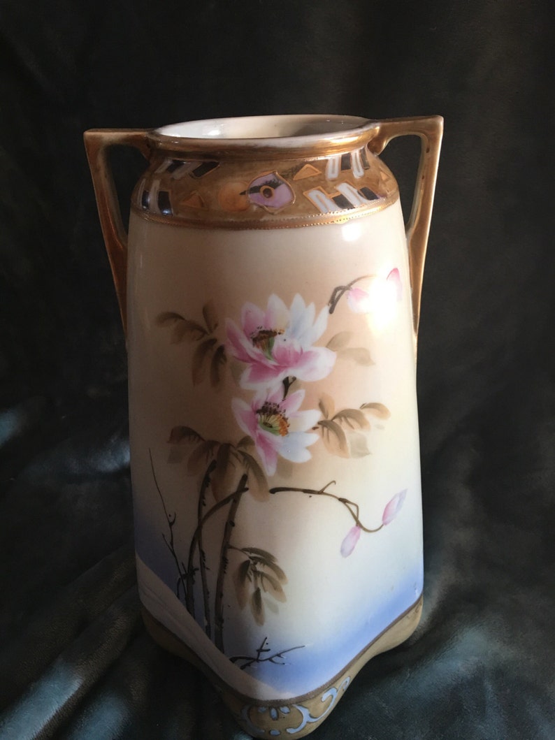 Antique Imperial Nippon Hand Painted Vintage Vase With Snow Etsy