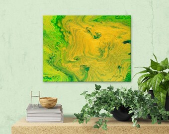 ORIGINAL ABSTRACT PAINTING "Sacred Earth Nectar" | Canvas Painting | Acrylic Abstract Painting | Green & Gold Abstract Wall Art | Fluid Art
