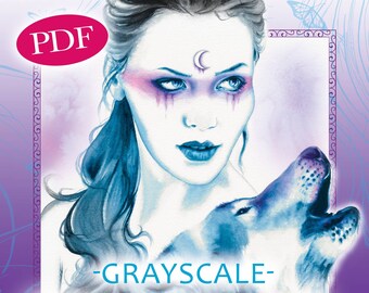 Libro para colorear de animales tótem en escala de grises: Arte fantástico para adultos (PDF)