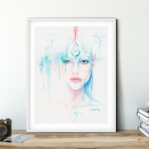 PINTURA ORIGINAL DE AGUA -&#39;Cuerpo de luz&#39; Pintura Fantasía, Pintura de diosas, Arte hermoso, Arte de pared, Coleccionables de arte