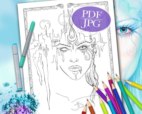 Fantasy Coloring Page Light Body Goddess Etsy etsy