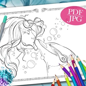Dolphin Totem Coloring Page: Fantasy Animal Art (PDF, JPG)