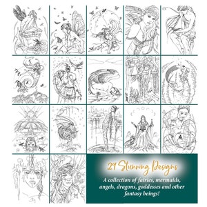 Spirit & Fantasy Coloring Book Coloring Book for Adults Fairy Coloring Pages Mermaid Coloring Pages Butterfly Coloring Pages PDF image 3