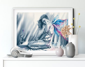 Original Fairy Watercolor Painting: 'Light in the Darkness' Fine Art (12x16 inches)