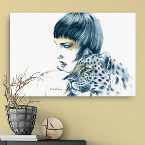 ANIMAL CANVAS PRINT - &#39;Leopard Totem&#39; - Fantasy Art, Leopard Print, Wall Art, Painting Prints, Home Decor Prints, Fine Art, Canvas Wall Art