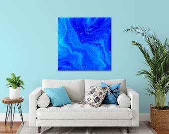 ORIGINAL ABSTRACT PAINTING "Oceans Transcendental Light" | Canvas Painting | Acrylic Abstract Painting | Beach Abstract Wall Art | Fluid Art