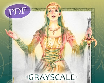 Fantasy Grayscale Coloring Book: Fairies, Angels, Mermaids (PDF)