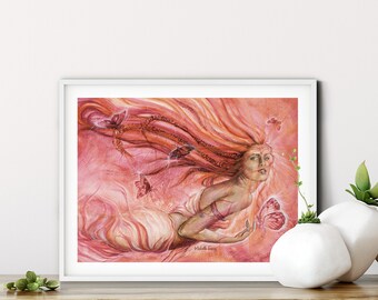 ART PRINT - 'Goddess of Transformation' - Fantasy, Butterflies, Wall Art, Painting Prints, Posters, Spiritual Gifts