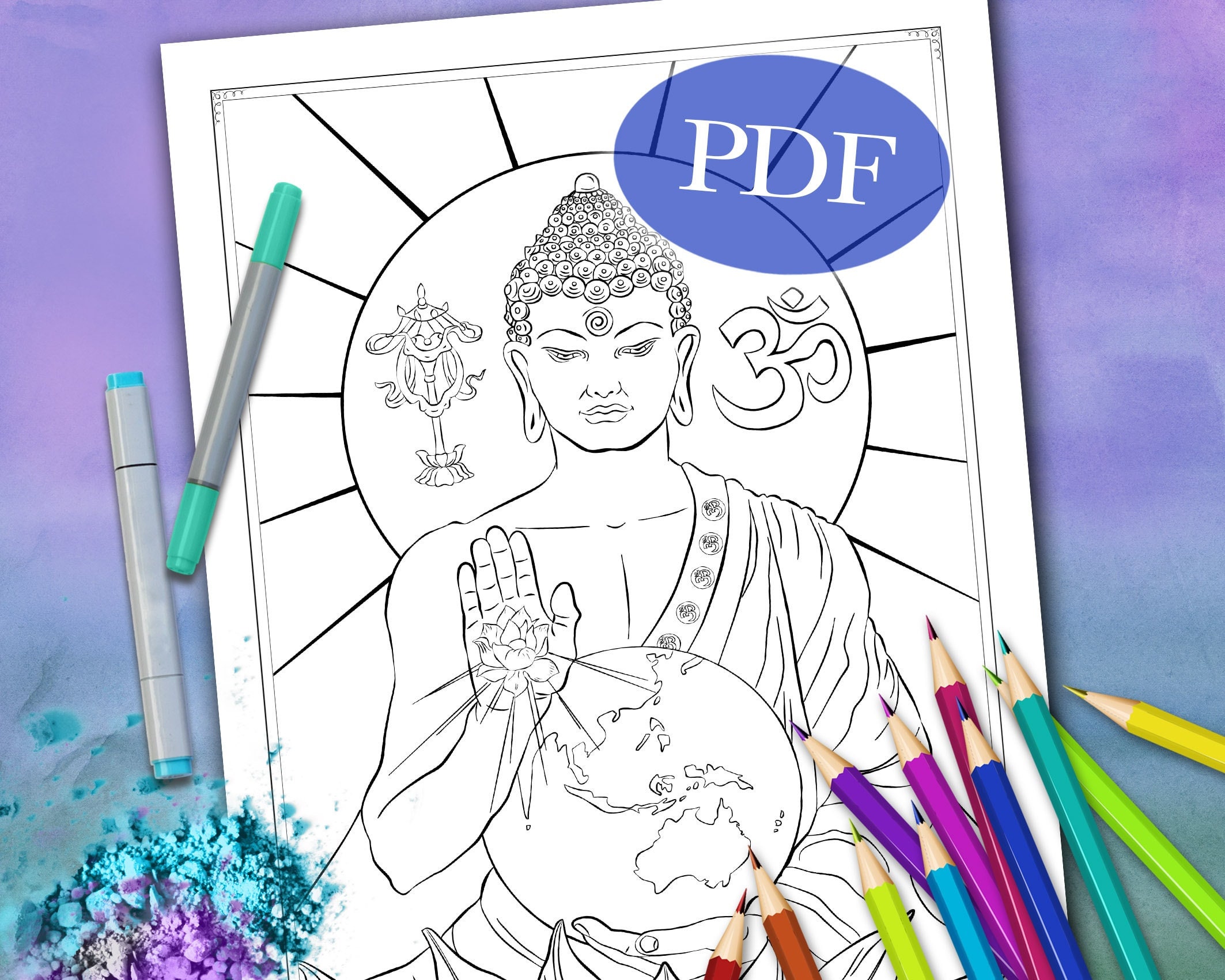 BUDDHA COLORING PAGE | 'Protection Buddha' | Coloring Pages for Adults, Printable, pdf