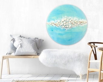 Beach Art | "Purity" | Ocean Resin Art For Beach House | Original Beach Painting With Shells | Ocean Wall Decor