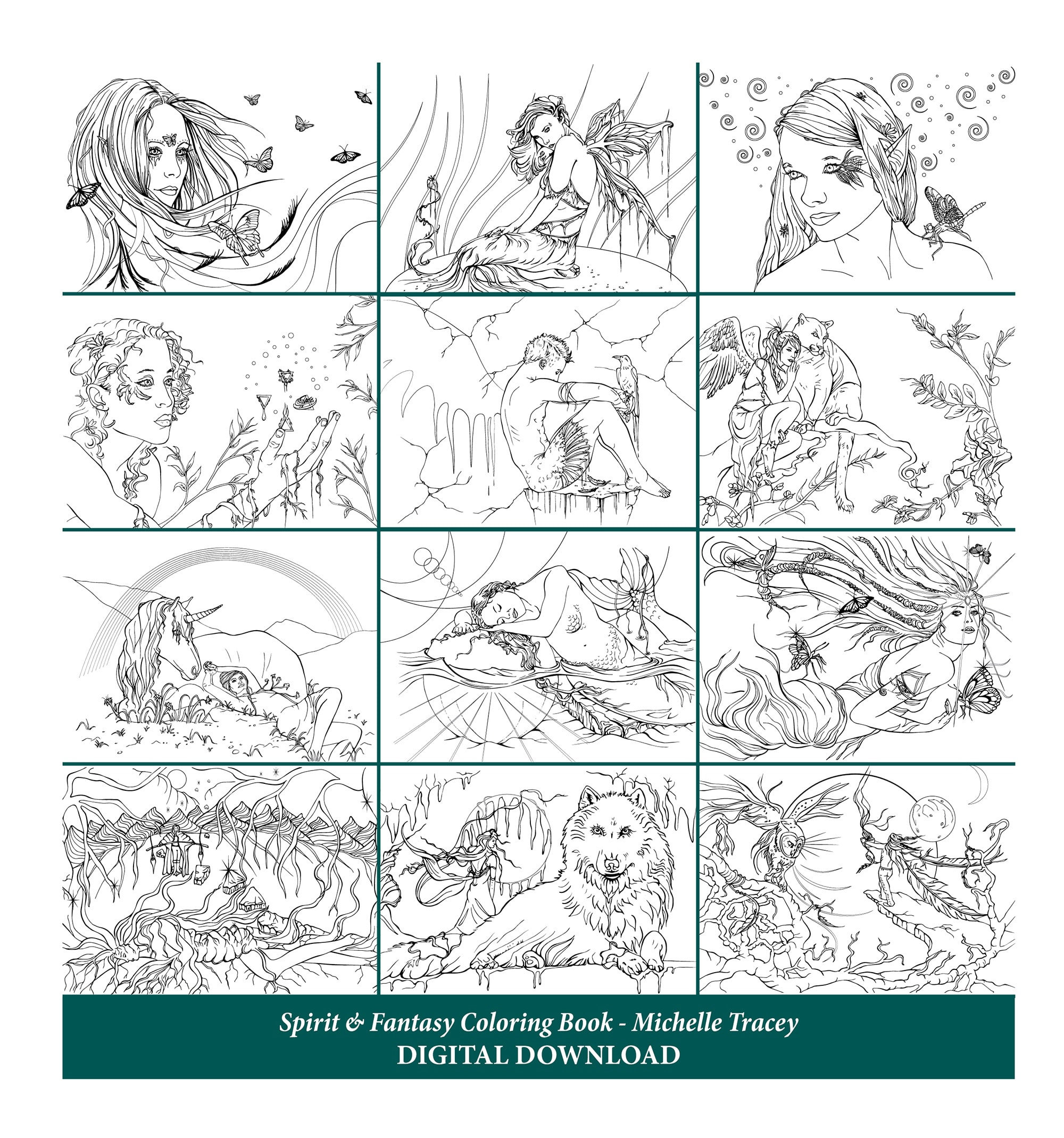 Spirit & Fantasy Coloring Book Coloring Book for Adults - Etsy