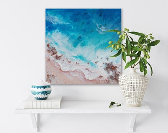 ORIGINAL BEACH PAINTING "Into The Blue" | Ocean Wall Art | Seascape