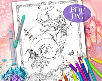 Fairy Dance Coloring Page: Fantasy Art (PDF, JPG)