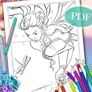 FAIRY COLORING PAGE &#39;Sienna Fairy No. 4&#39; | Coloring Page for Adults | Fantasy Coloring Page | Digital Download | Printable | pdf