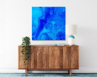 ORIGINAL ABSTRACT PAINTING "Oceans Melodious Light" | Canvas Painting | Acrylic Abstract Painting | Beach Abstract Wall Art | Fluid Art