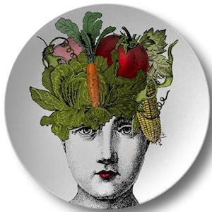Vegetable Head Dinner Plate: Food Art Dishware, Durable Indoor/Outdoor Tableware #20031