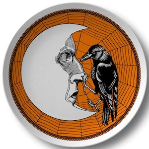 Halloween Dinner Plates, Skull Dinnerware, Spider Dishes, Raven & Moon Dining Plates, Spooky Holiday Party Plates, Kitchen Decor #1015