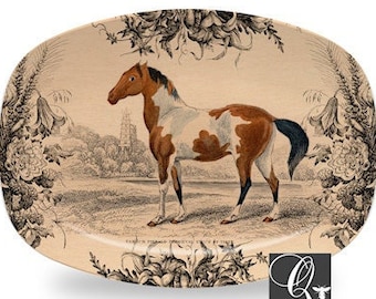 Horse Serving Platter,Western dinnerware,Decoware™,equestrian decor,serving trays,tableware,horse art tray,vintage horse plates #799p