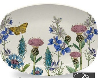 Botanical Serving Platter,Decoware™ dinnerware,floral dinnerware,butterfly serving platter,flower platters,microwave safe #900p