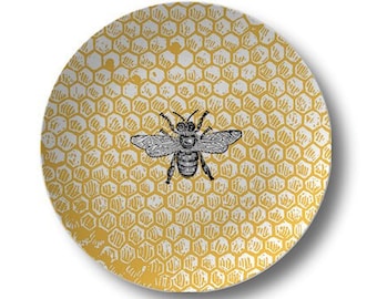 Bee Dinner Plates,honeycomb dishes,honeybee kitchen decor,durable indoor/outdoor dinnerware #127