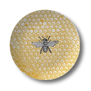 Bee Dinner Plate, Indoor/Outdoor Dinnerware, Honeycomb Plate, Honeybee Kitchen, Microwave/Dishwasher Safe Dishes, Summer Entertaining #127