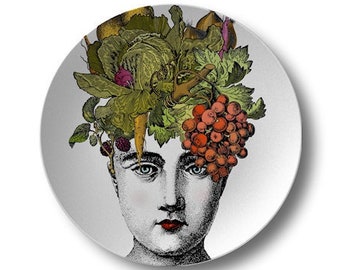 Vegetable Fruit Art Dinner Plate,durable indoor/outdoor dinnerware,face art plates,kitchen wall decor,microwave safe dishes #916