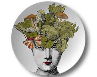 Vegetable Art Dinner Plate,Decoware™ dinnerware,face art,microwave safe dishes,green veggie plates,kitchen wall decor #1012