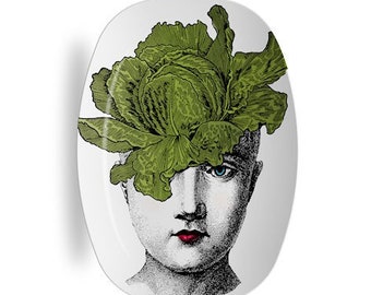 Lettuce Lady Serving Platter,vegetable art tray,durable indoor/outdoor tableware, serveware,entertaining,Mother's day gift #10029