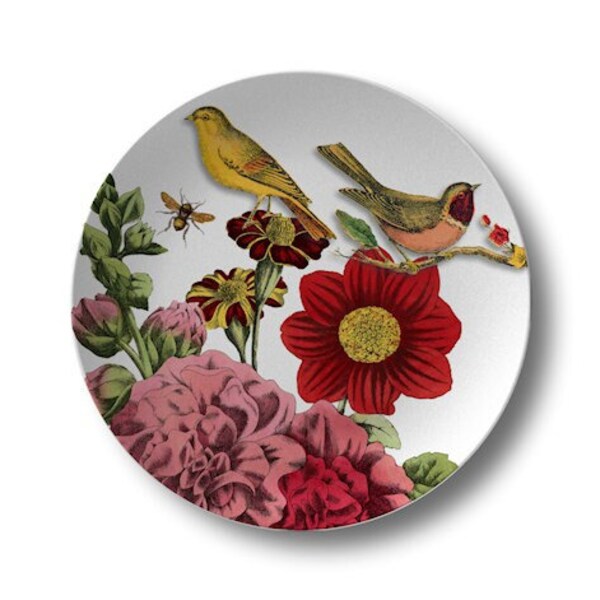 Botanical Dinner Plate,durable indoor/outdoor tableware,bird dishes,bee art dinnerware,colorful kitchen decor #998