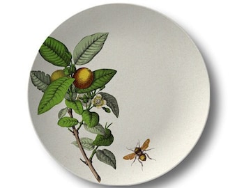 Botanical Dinner Plate,honeybee dishes,durable indoor/outdoor dinnerware,microwave/dishwasher safe,melamine free #10039