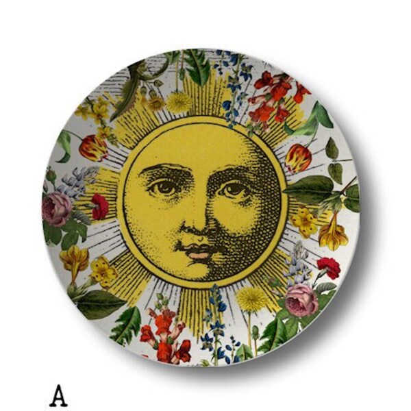 Celestial Sun Dinner Plate,Decoware™,botanical art plate,yellow floral dinnerware,microwave oven safe #10027