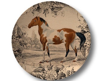 Horse Art Dinner Plate: Western Dinnerware, Equestrian Dishware, Country Kitchen Tableware #799