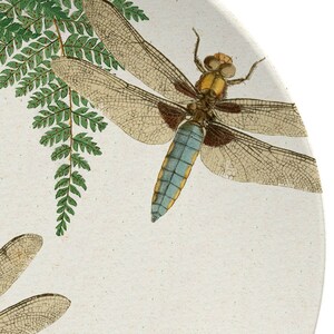 Dragonfly & Fern Dinner Plate,woodland dinnerware,vintage botanical dishes,durable indoor/outdoor plate 982 image 5