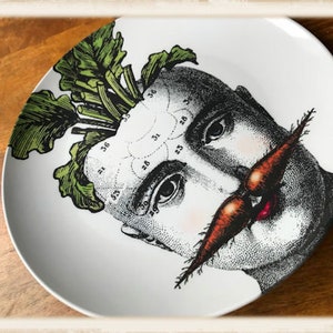 Carrot Art Dinner Plate,vegetable art plate,durable indoor/outdoor plates, Decoware™ dinnerware,10 inch plates,face art dishes 107 immagine 3