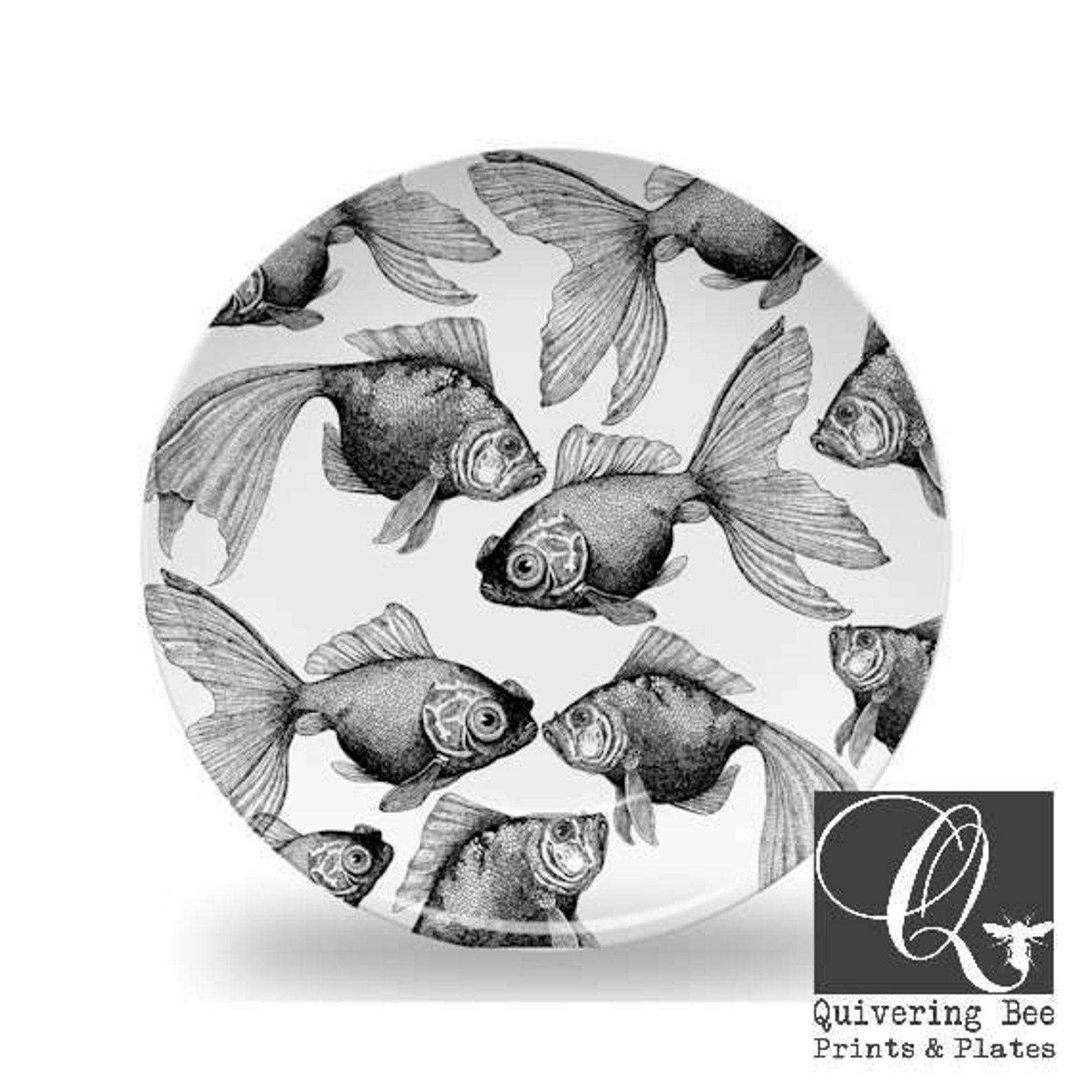 Goldfish Dinner Platesfish Platesthermosāf® Dinnerwareblack Etsy