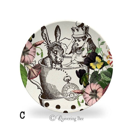Alice in Wonderland Dinner Plates Mad Hatter Queen of Hearts Dinnerware Mad Tea Party Dishes Microwave Safe Whimsical Tableware 959 Etsy