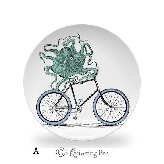Octopus Bike Dinner Plate arte de pulpo vajilla España