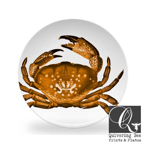 Crab Dinner Plates, Indoor/outdoor Dishes, Nautical Dinnerware